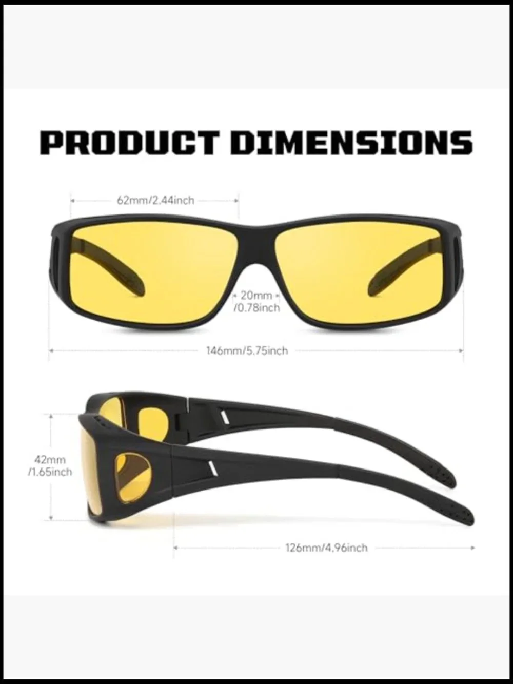 Night Driving Glasses Fit Over Glasses Polarized HD Lens TR90 Frame